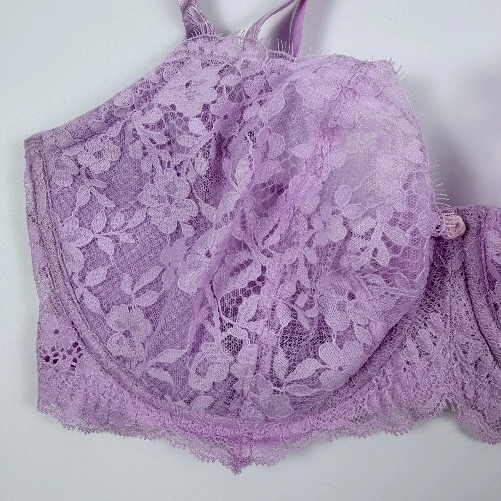 Victoria's Secret Dream Angels Wicked Unlined Lace Balconette Bra Purple 36DD